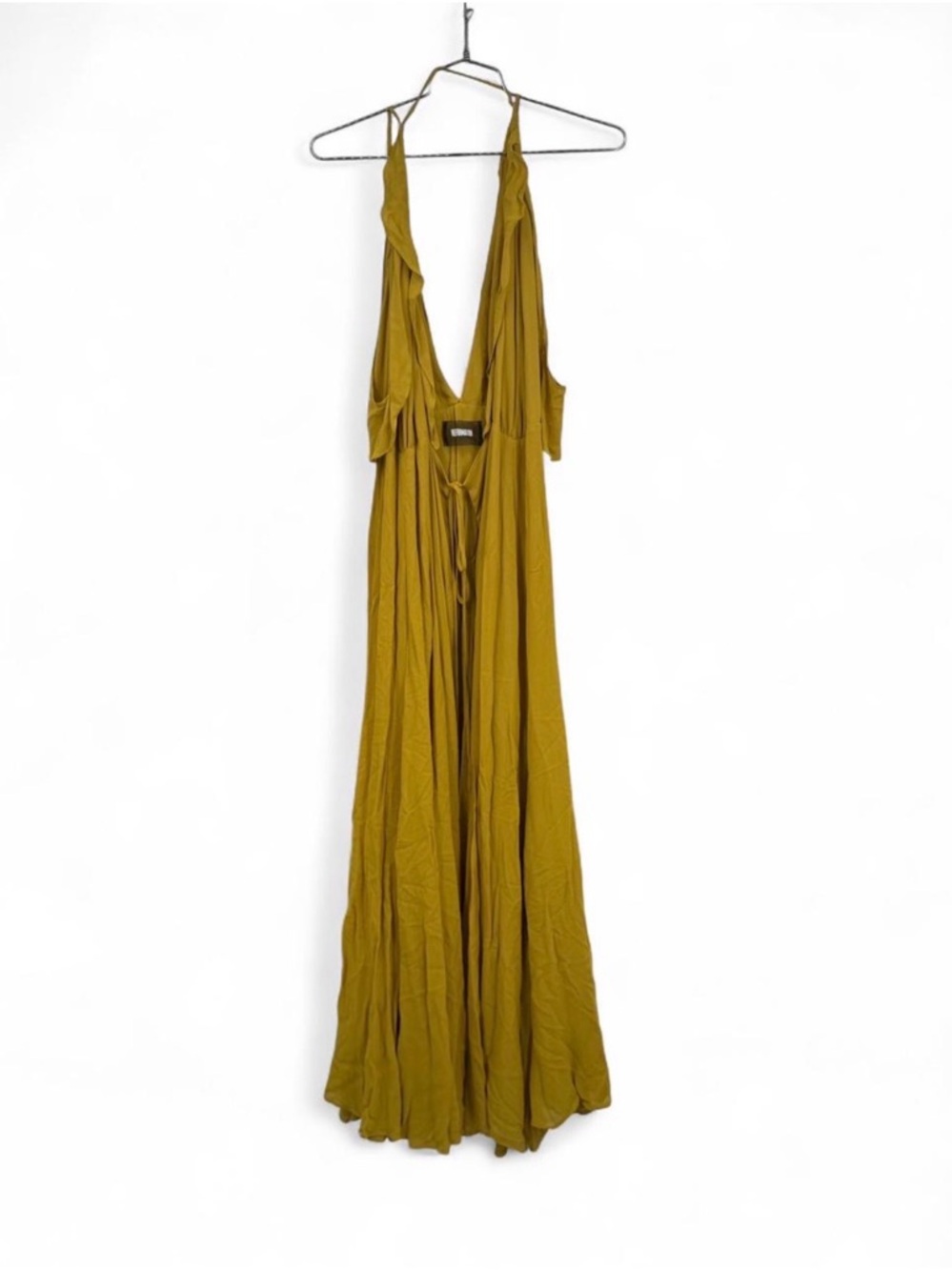 Women’s Reformation Aphrodite Maxi Open Front Yellow Golden Graduation Dress 8